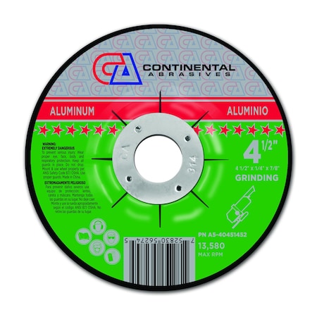 4-1/2 X 1/4 X 7/8 Aluminum Solutions T27 Depressed Center Grinding Wheel